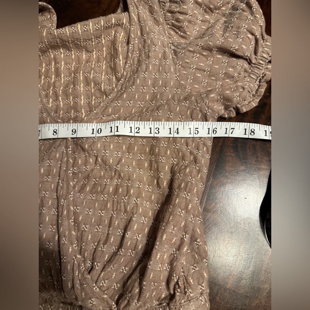 Madewell  Jacquard Puff Sleeve Faux-Wrap Cropped Cotton Embroidered Top Sz XS - Picture 9 of 10